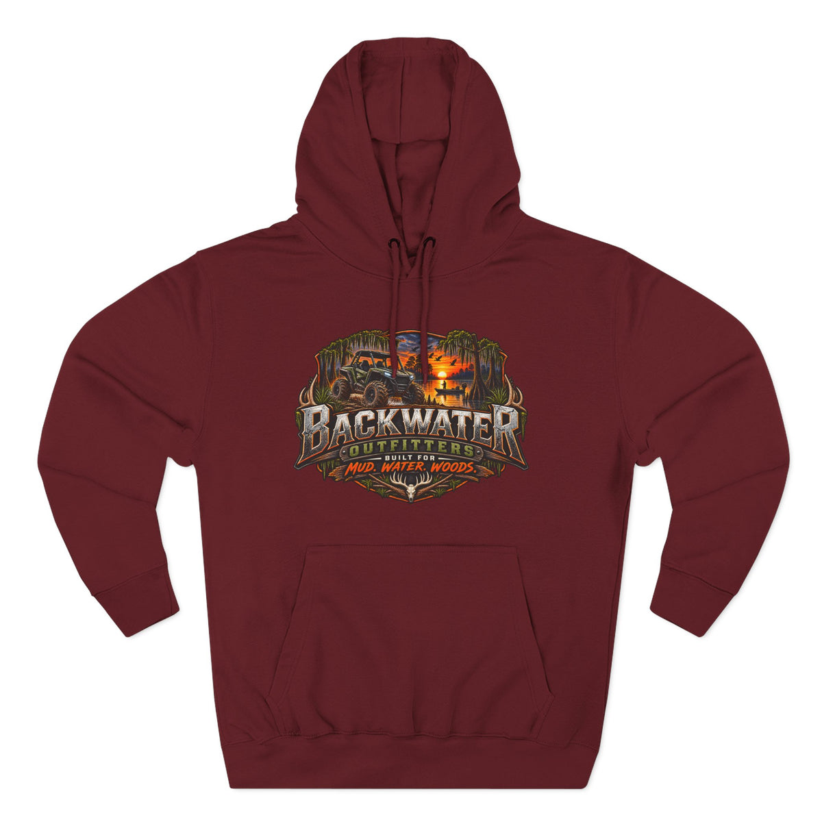 Backwater Outfitters Deer Sunset Hoodie — Hunting Outdoor Graphic Hoodie Printify