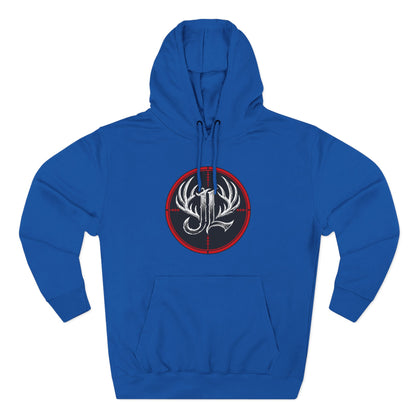 James Luker Hunting Logo Hoodie — Backwater Outfitters Antler Crest Fleece Hoodie Printify