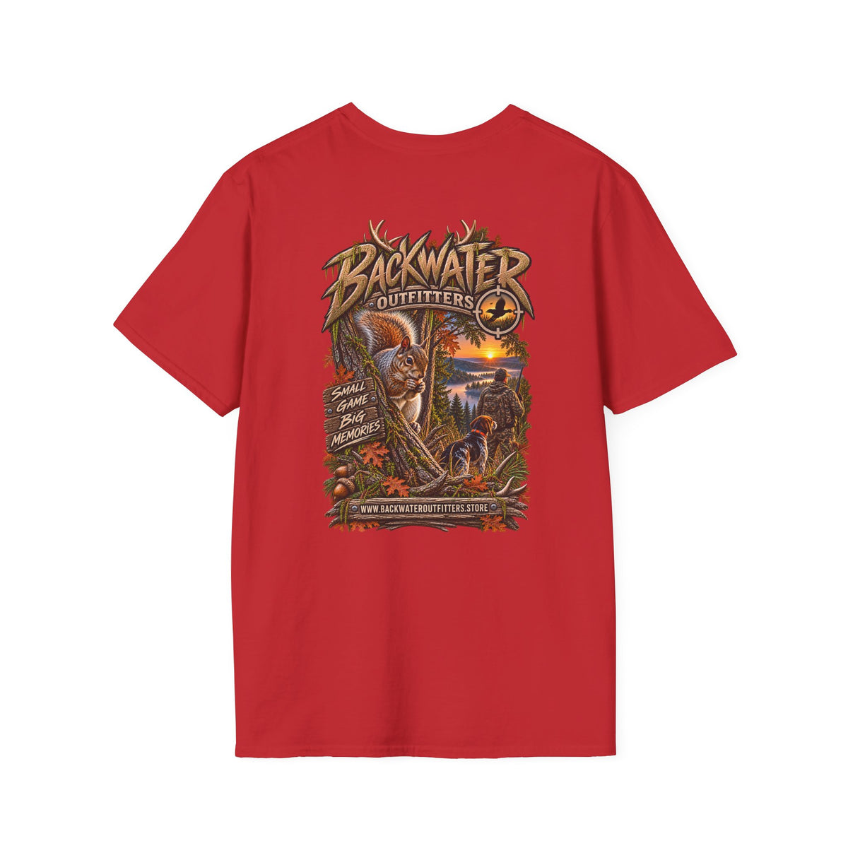 Backwater Outfitters Fishing T-Shirt — Outdoor Sunset Graphic Tee Printify