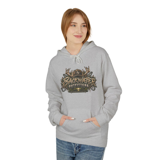 Simply Backwater Outfitters Hoodie — Hunting & Outdoors Antler Logo Pullover Printify