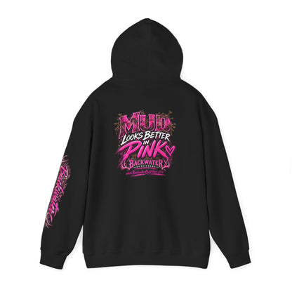 Girl Backwater Outfitters "Mud Looks Better Pink" Hoodie Printify