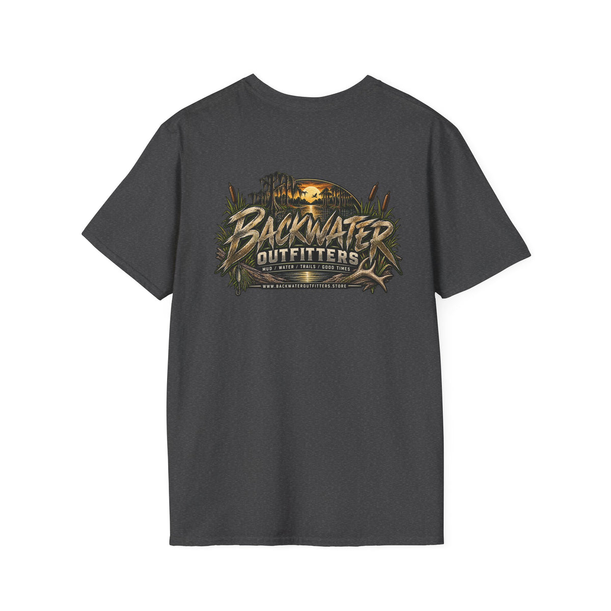 Backwater Outfitters T-Shirt – Sunset Marsh Fishing Tee Printify
