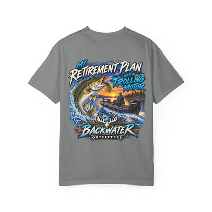 Fishing T-Shirt — "My Retirement Plan Has a Trolling Motor" Backwater Outfitters