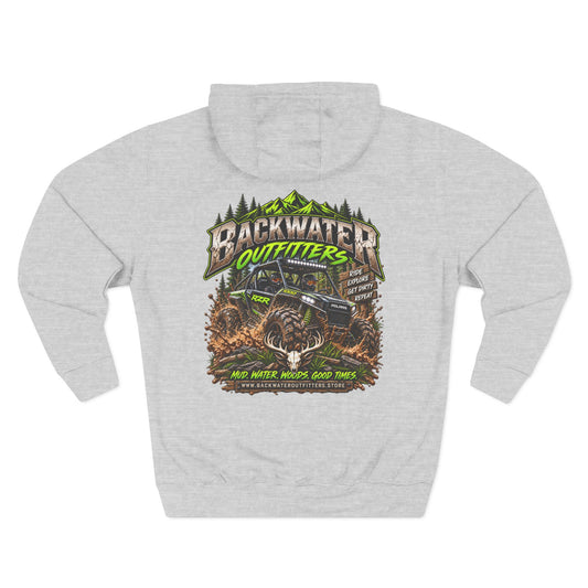 Backwater Outfitters Hoodie — Off‑Road Adventure Fleece Pullover Printify