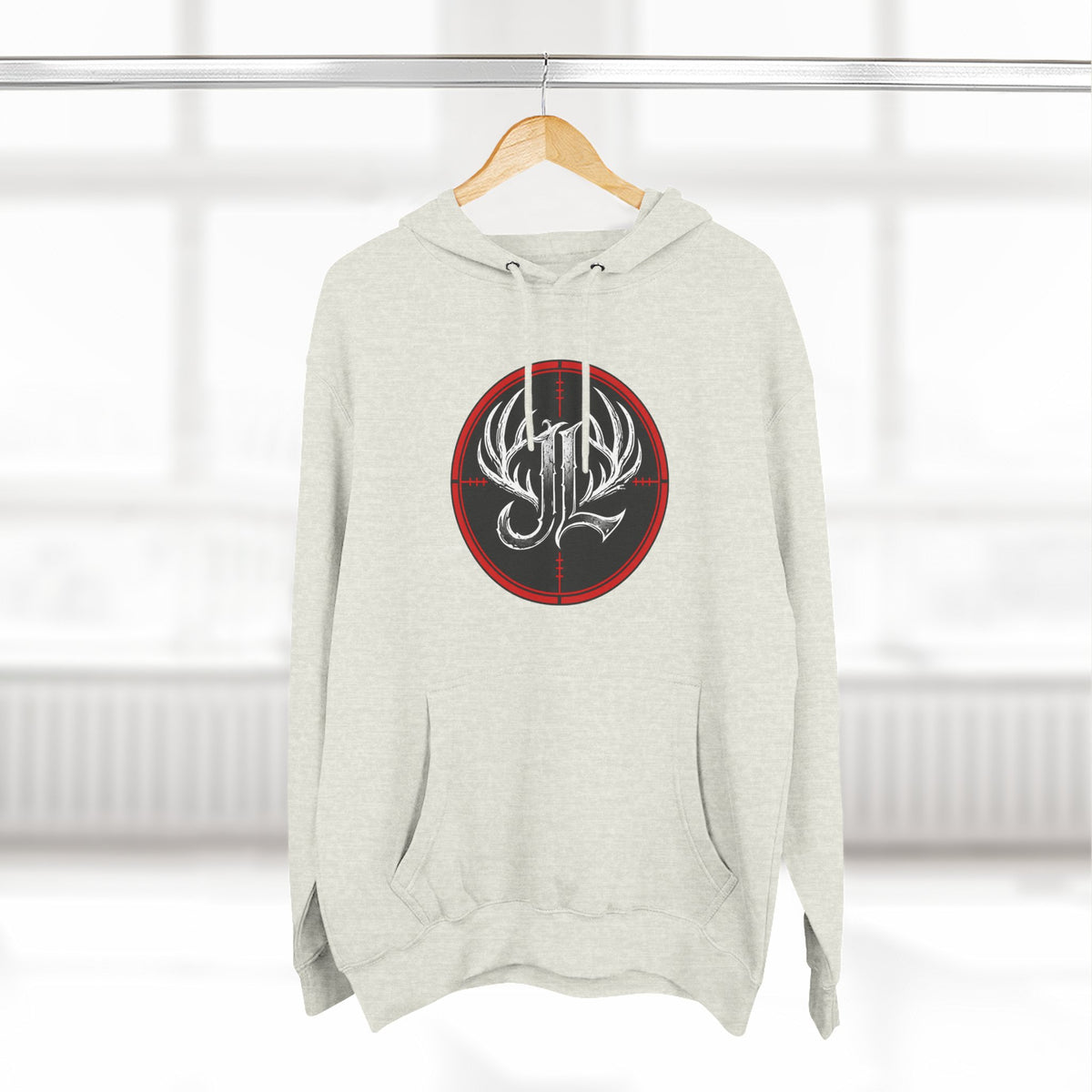 James Luker Hunting Logo Hoodie — Backwater Outfitters Antler Crest Fleece Hoodie Printify