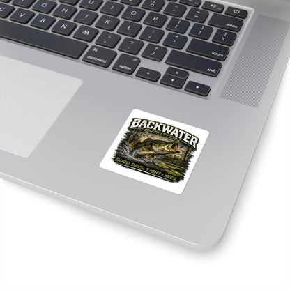 Backwater Outfitters Bass Sticker – “Good Days, Tight Lines” Square Fishing Decal