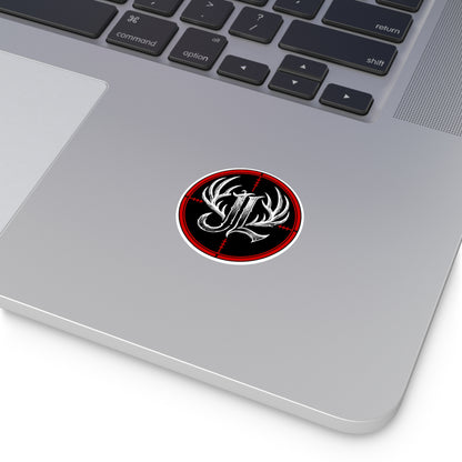 Hunter Antler Monogram Sticker – Round Vinyl JL Logo Printify