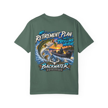 Fishing T-Shirt — "My Retirement Plan Has a Trolling Motor" Backwater Outfitters