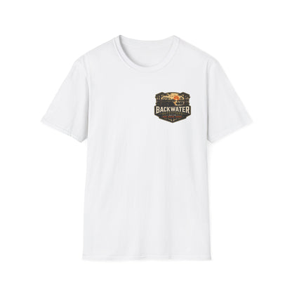 Backwater Outfitters Retro Bass Fishing Logo T-Shirt Printify