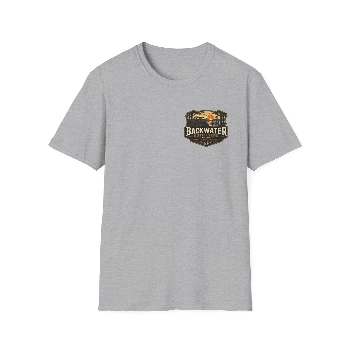Backwater Outfitters Retro Bass Fishing Logo T-Shirt Printify