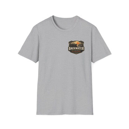 Backwater Outfitters Retro Bass Fishing Logo T-Shirt Printify