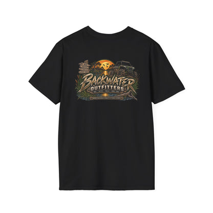 Simply Backwater Outfitters Fishing Tee – Sunset Swamp Outdoor Shirt Printify