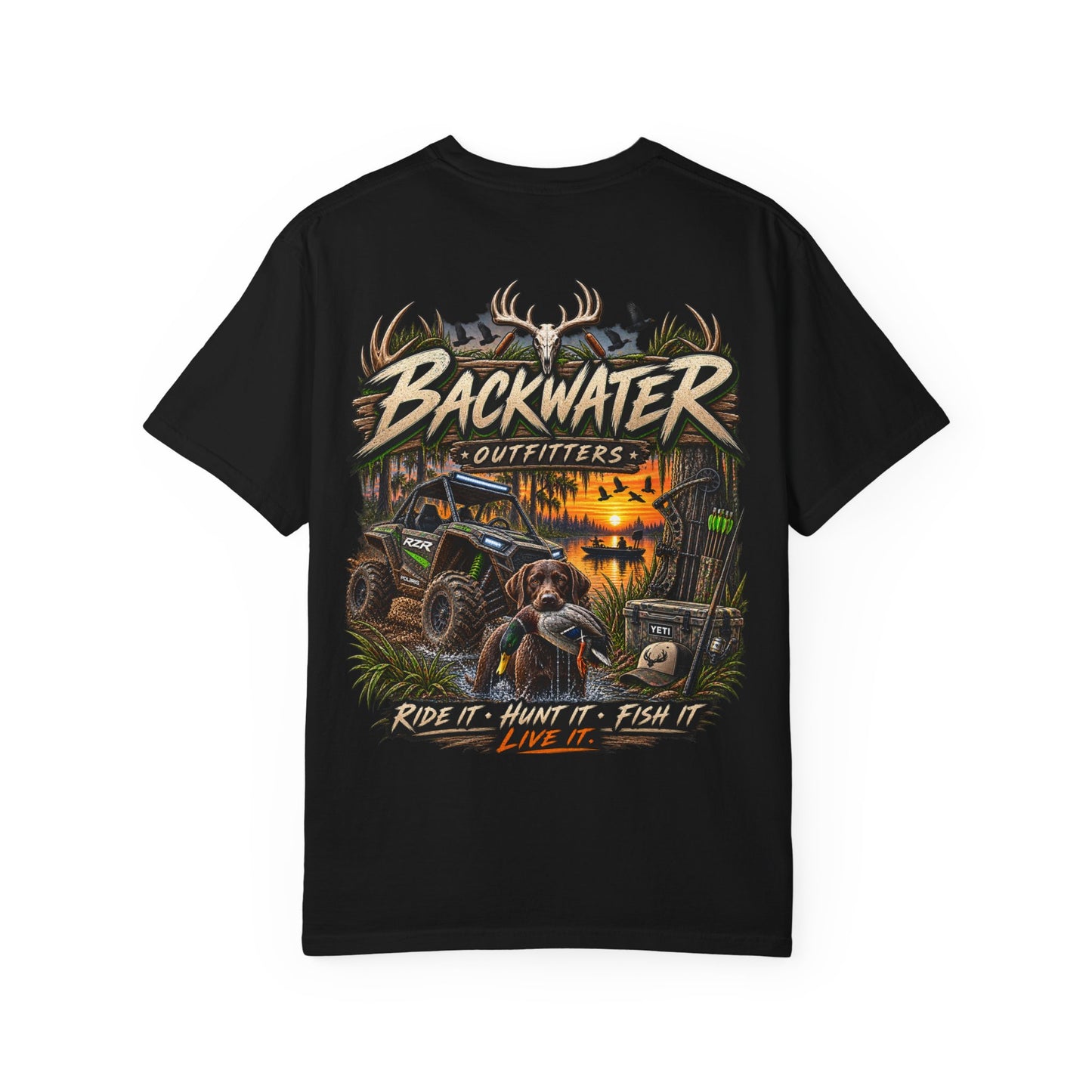 Backwater Outfitters Graphic T-Shirt — Ride It • Hunt It • Fish It