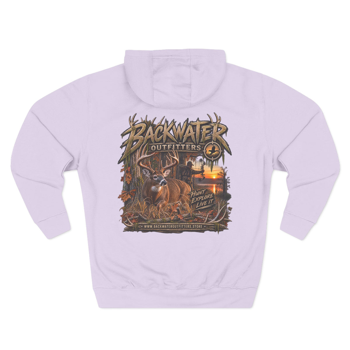 Backwater Outfitters Deer Sunset Hoodie — Hunting Outdoor Graphic Hoodie Printify