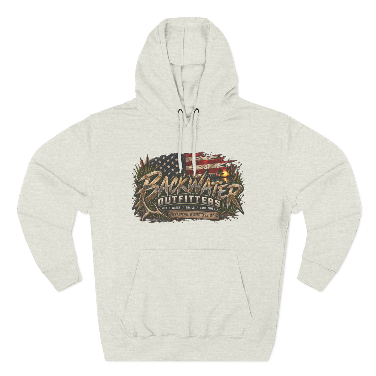Backwater Outfitters Off-Road Hoodie – American Flag & UTV Graphic Fleece Printify