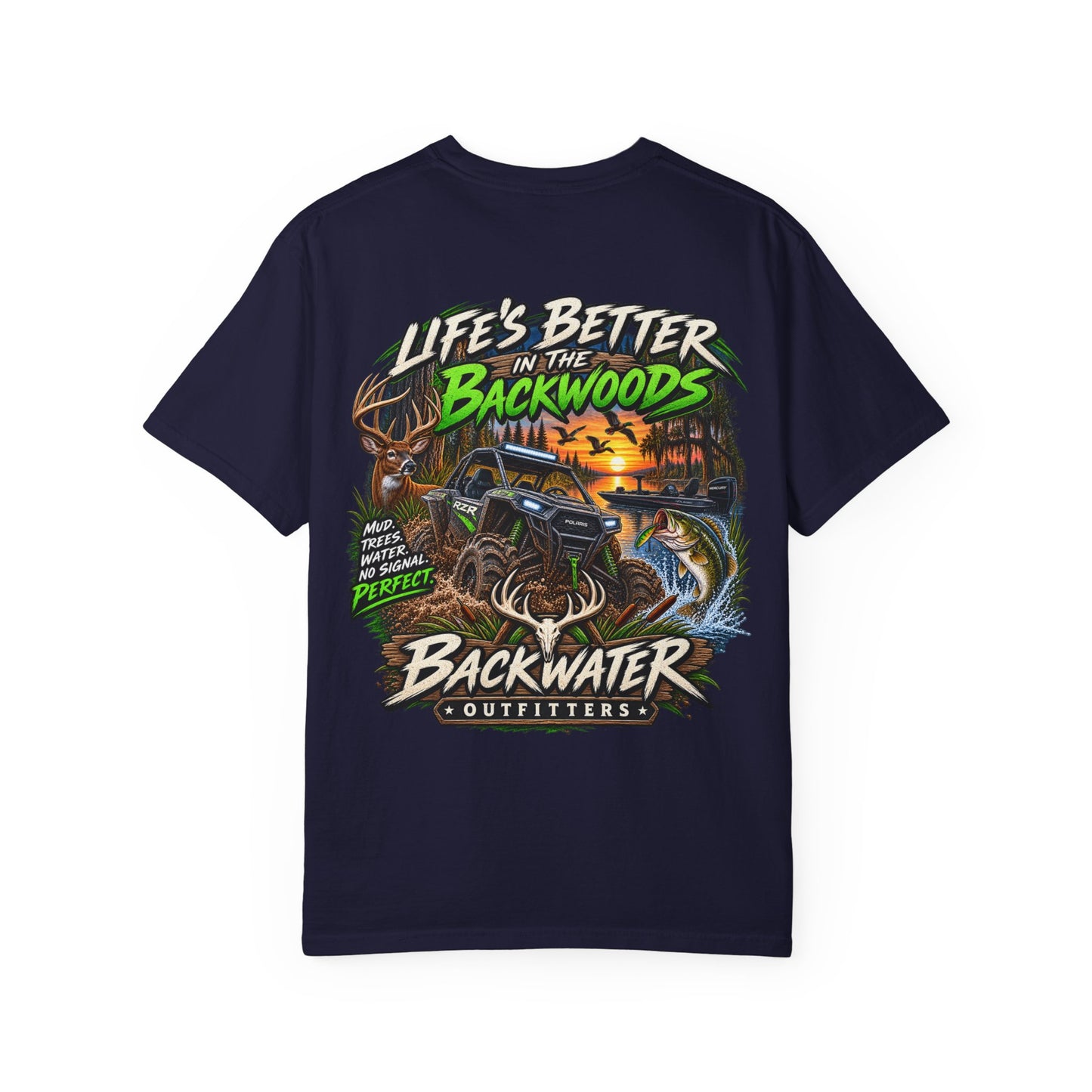 Backwater Outdoor Logo T-Shirt — Retro Fishing & Camping Tee