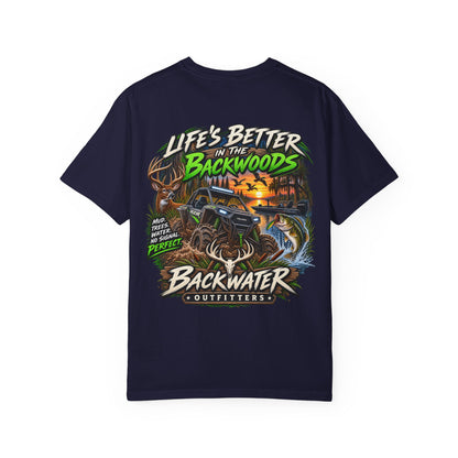 Backwater Outdoor Logo T-Shirt — Retro Fishing & Camping Tee