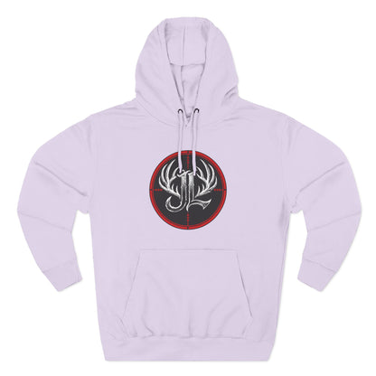 James Luker Hunting Logo Hoodie — Backwater Outfitters Antler Crest Fleece Hoodie Printify