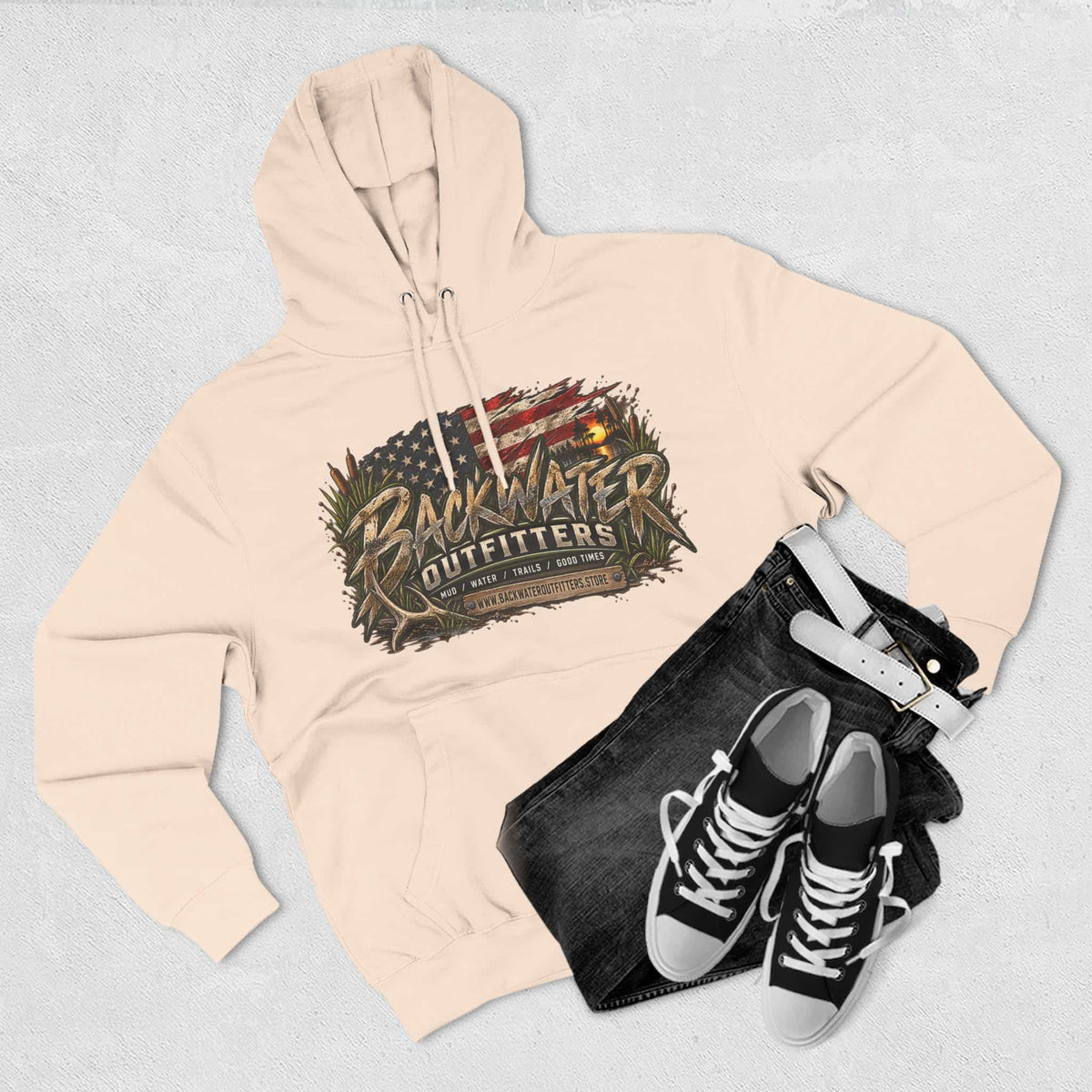 Backwater Outfitters Off-Road Hoodie — American Flag & UTV Graphic Printify