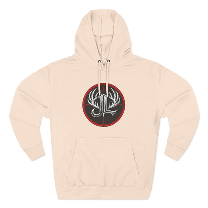 James Luker Hunting Logo Hoodie — Backwater Outfitters Antler Crest Fleece Hoodie Printify
