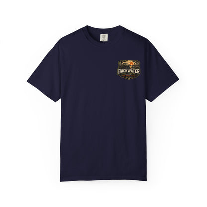 Backwater Outfitters T-Shirt — “No Pavement Required” Off-Road Adventure Tee