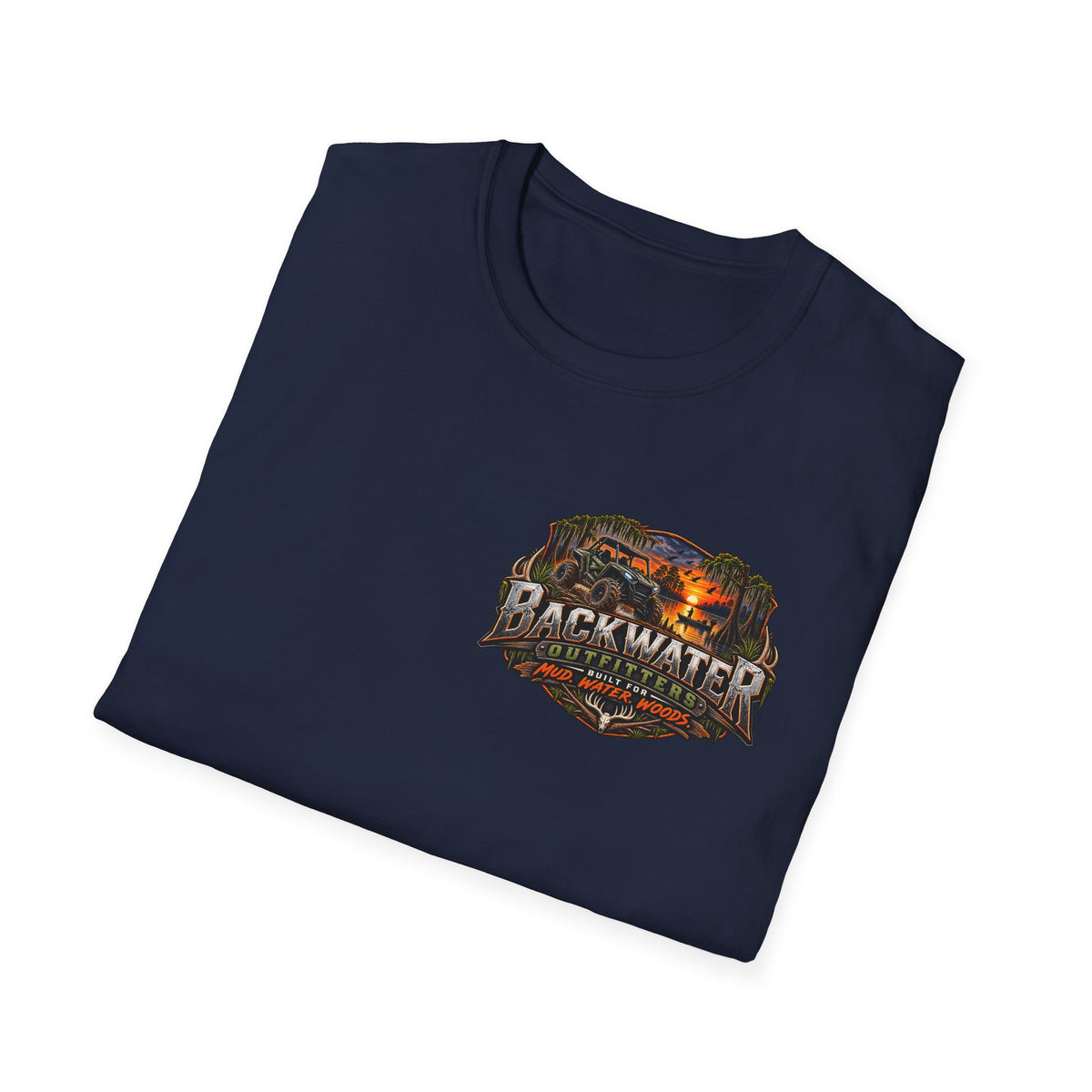 Backwater Fishing T-Shirt — "Fish Explore Unwind" Outdoor Angler Tee Printify