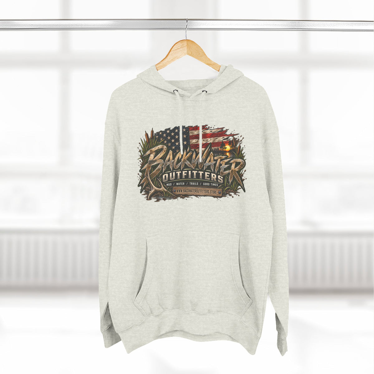 Backwater Outfitters Off-Road Hoodie – American Flag & UTV Graphic Fleece Printify