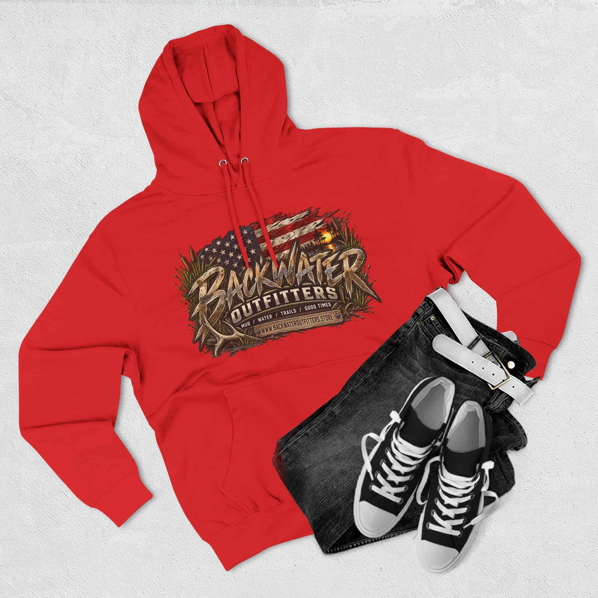 Backwater Outfitters Off-Road Hoodie — American Flag & UTV Graphic Printify