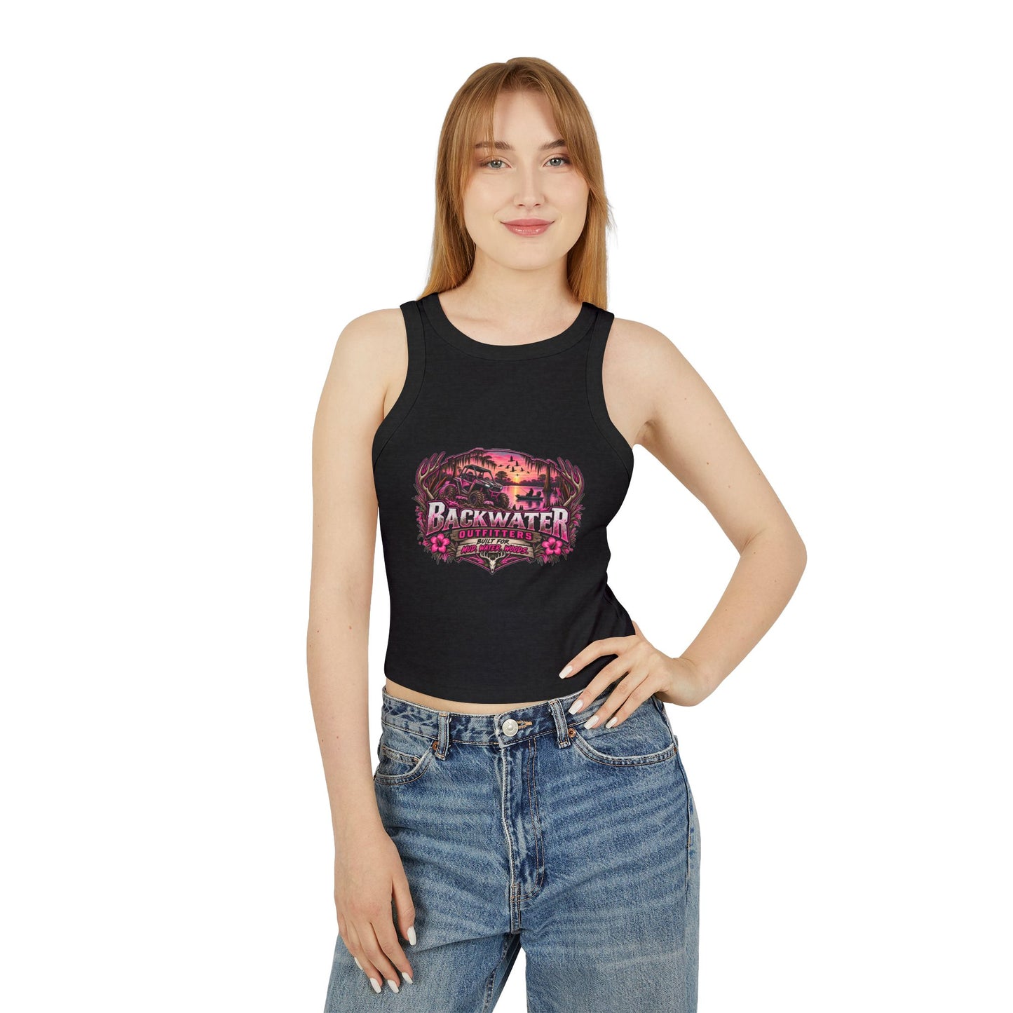Backwater Hooked Tank Top — Women's Fishing Racerback Graphic