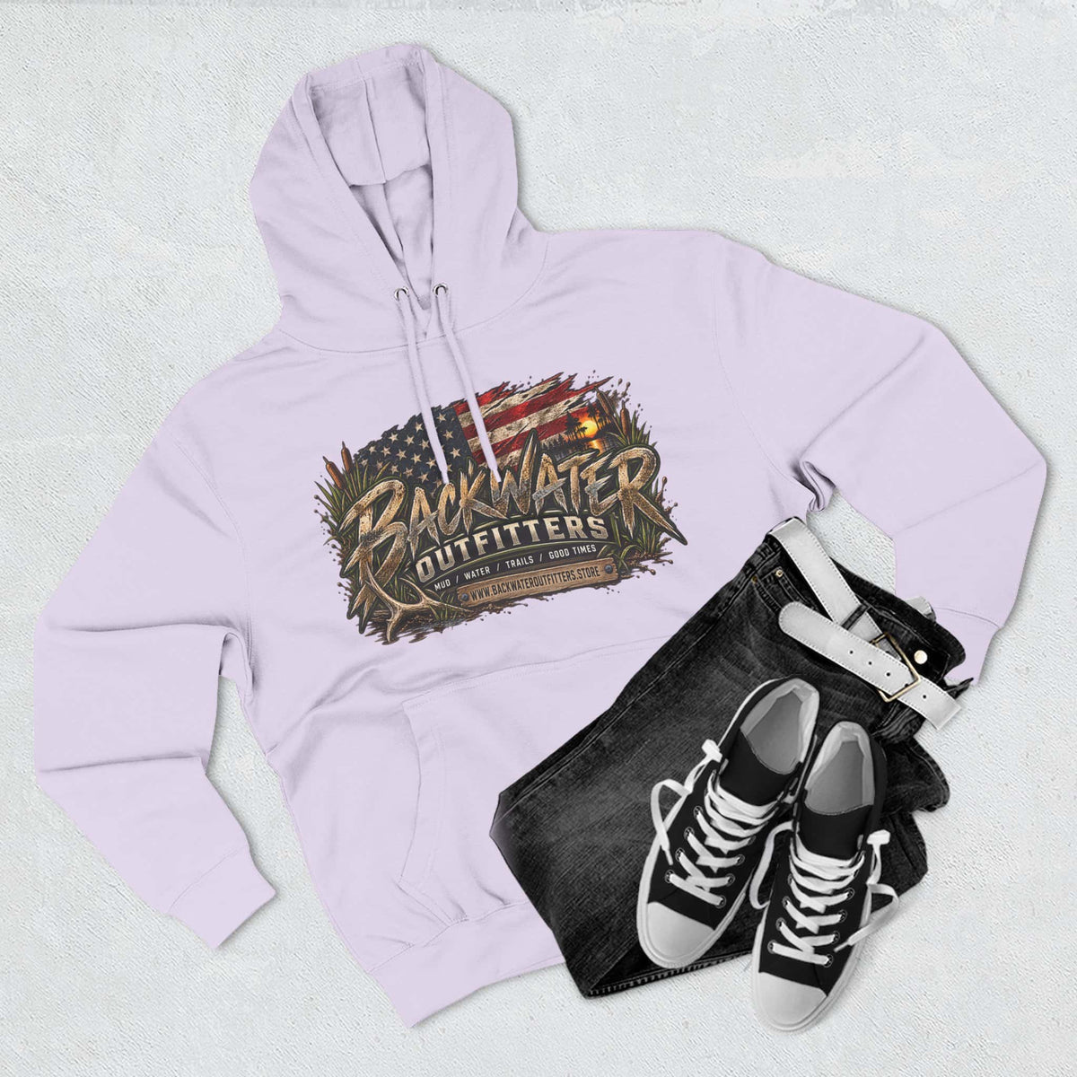 Backwater Outfitters Off-Road Hoodie — American Flag & UTV Graphic Printify