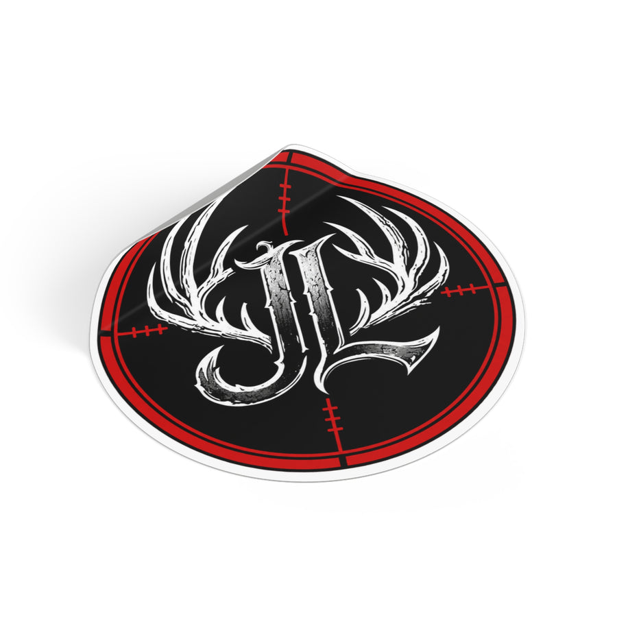 Hunter Antler Monogram Sticker – Round Vinyl JL Logo Printify