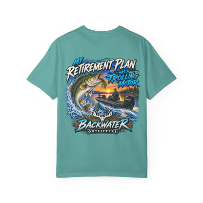 Fishing T-Shirt — "My Retirement Plan Has a Trolling Motor" Backwater Outfitters