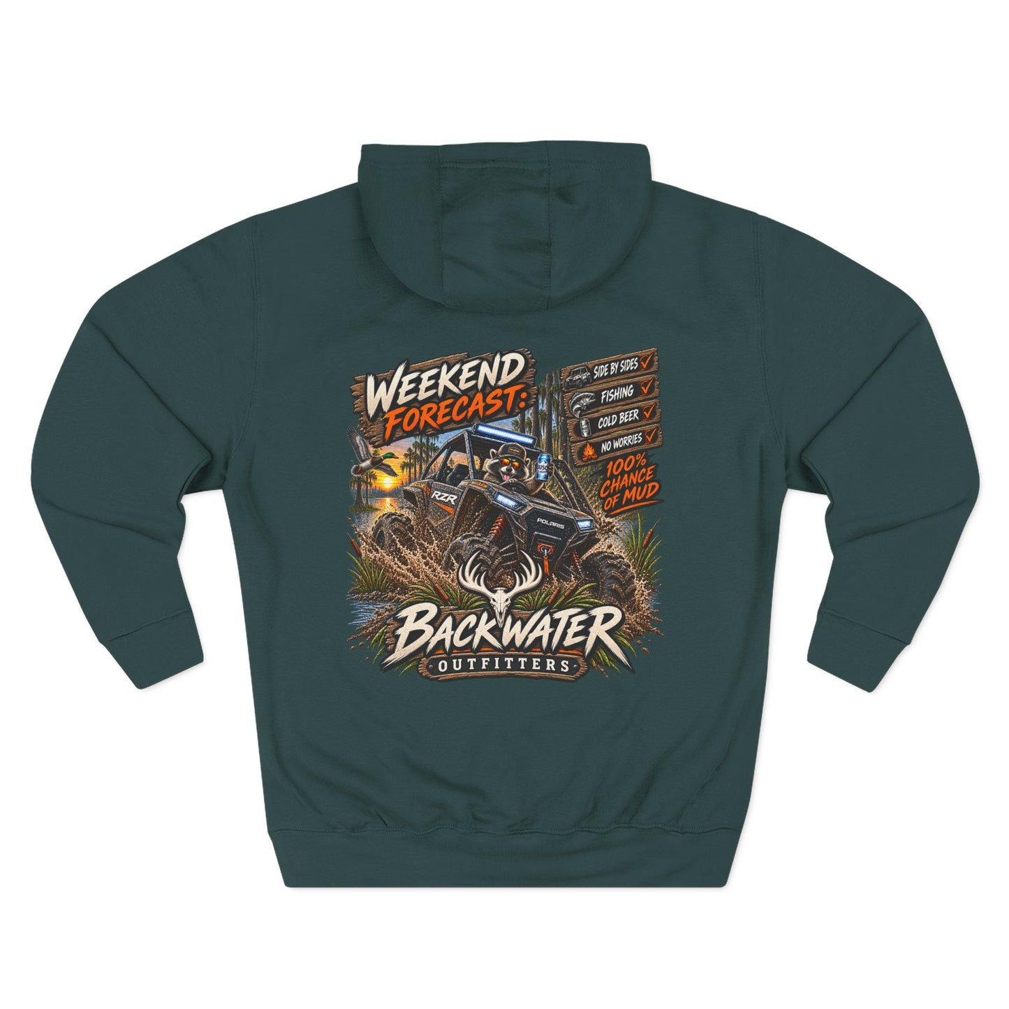 Backwater Outfitters "Weekend Forecast" Off-Road Hoodie — ATV Mud Riding Graphic Hoodie