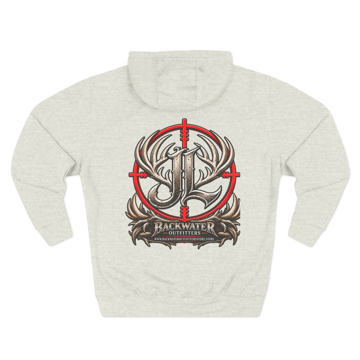 James Luker Hunting Logo Hoodie — Backwater Outfitters Antler Crest Fleece Hoodie Printify