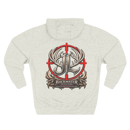 James Luker Hunting Logo Hoodie — Backwater Outfitters Antler Crest Fleece Hoodie Printify