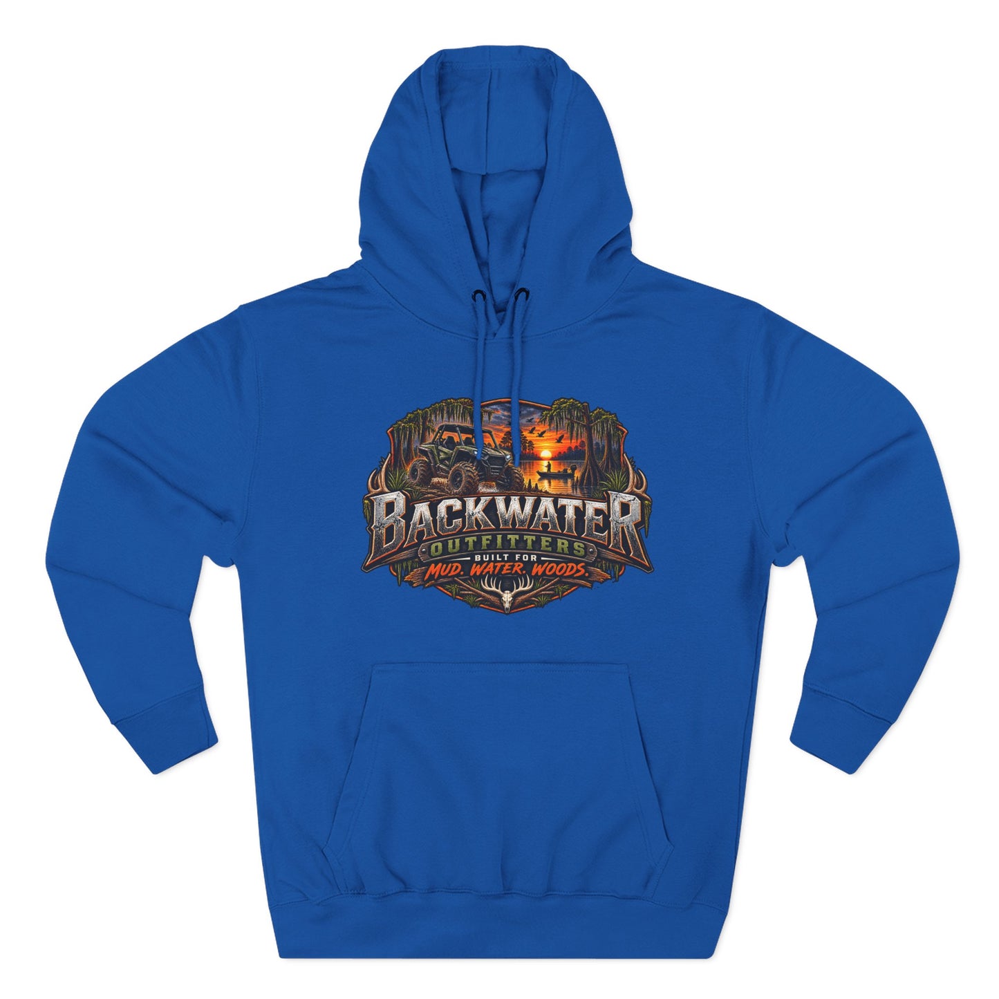 Backwater Outfitters Hoodie — Ride It, Hunt It, Fish It Graphic Pullover
