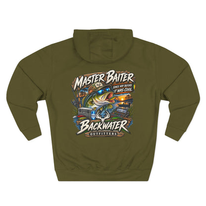 Backwater Outfitters Fishing Hoodie — "Master Baiter" Graphic Pullover