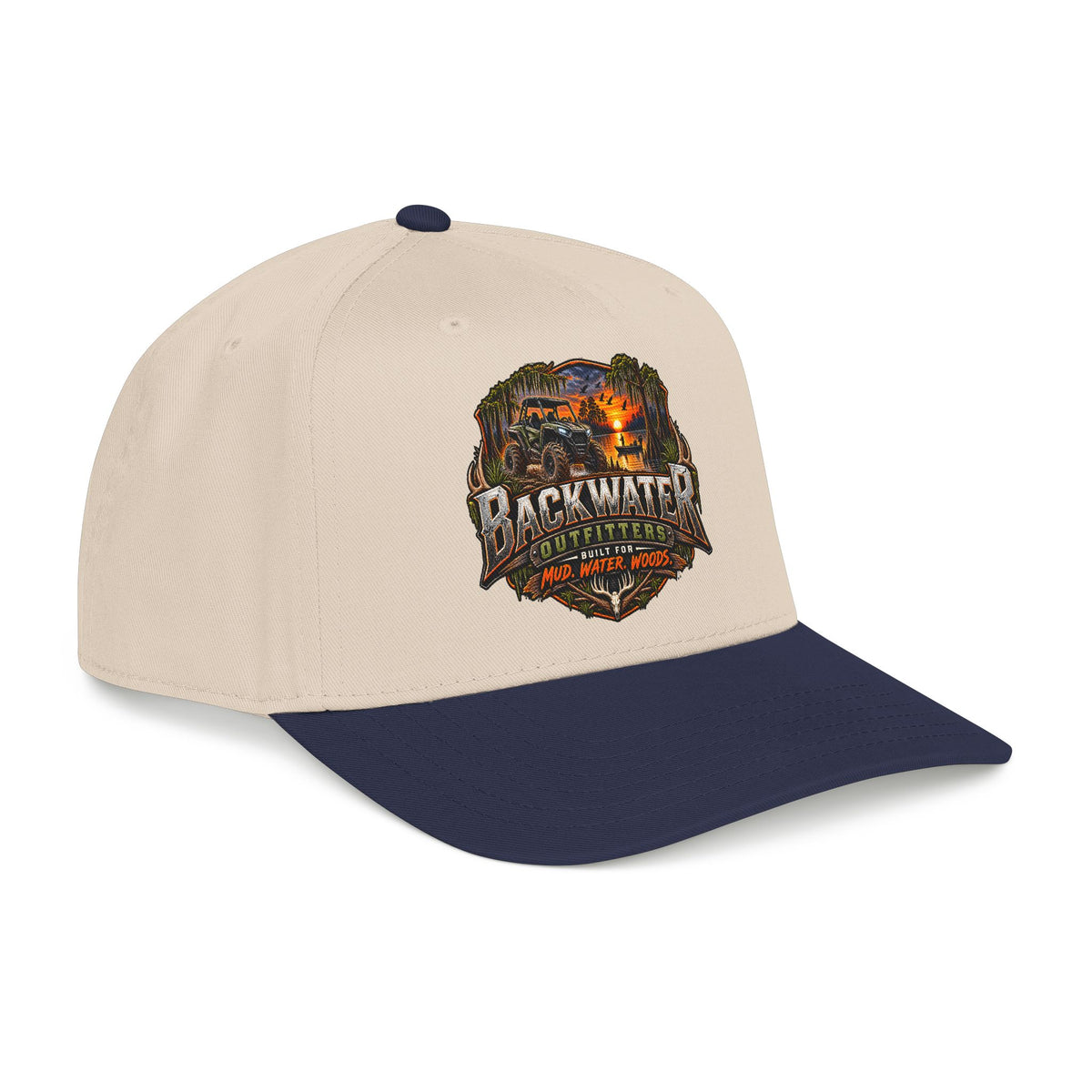 Backwater Outfitters Camping Cap — Retro Outdoor Fishing Hat Printify