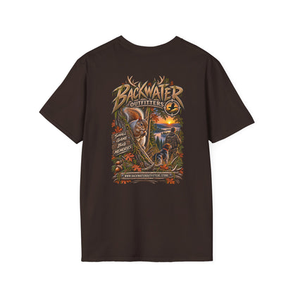 Backwater Outfitters Fishing T-Shirt — Outdoor Sunset Graphic Tee Printify