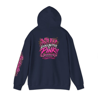Girl Backwater Outfitters "Mud Looks Better Pink" Hoodie Printify