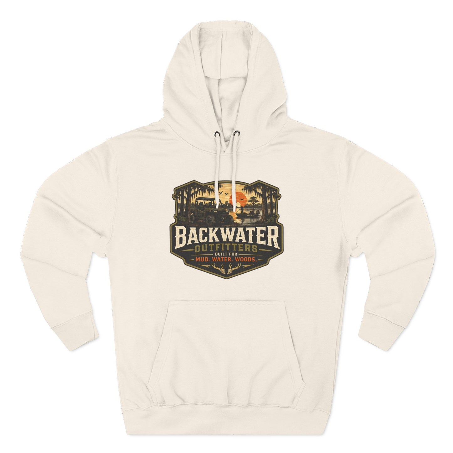 Backwater Outfitters Fishing Hoodie — “My Retirement Plan Has a Trolling Motor” Graphic