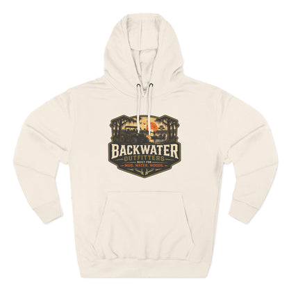 Backwater Outfitters Fishing Hoodie — “My Retirement Plan Has a Trolling Motor” Graphic