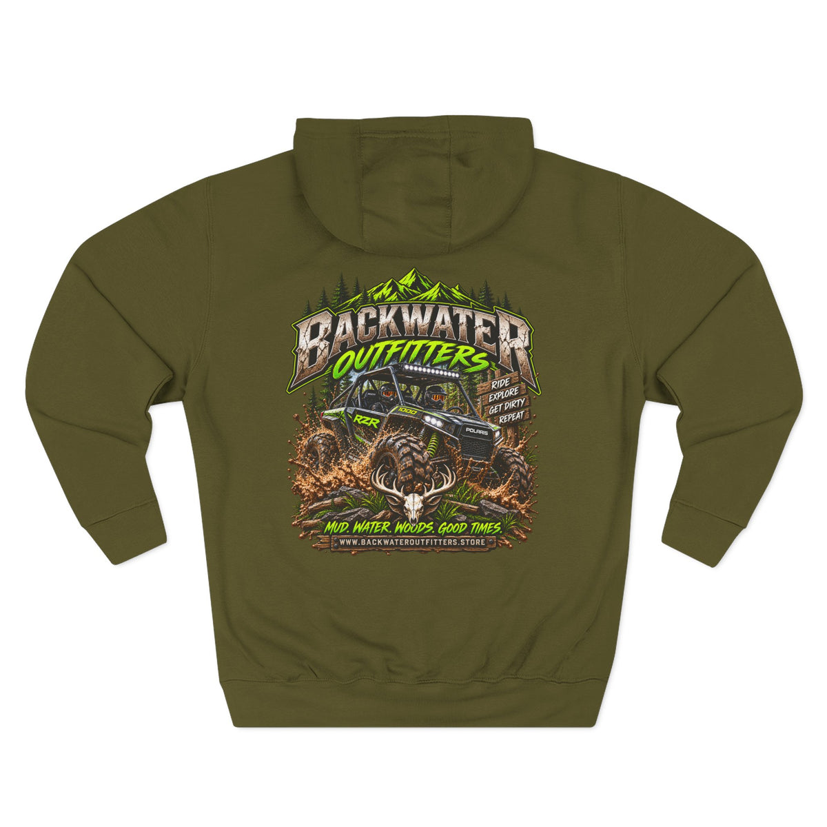 Backwater Outfitters Hoodie — Off‑Road Adventure Fleece Pullover