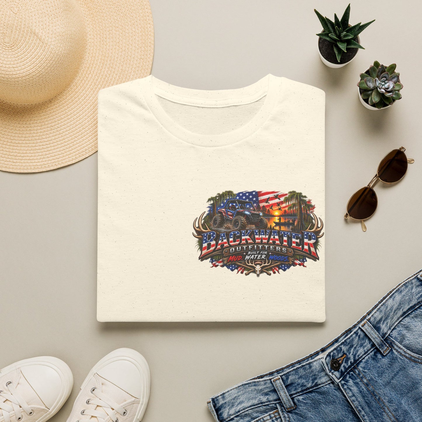 Backwater Outfitters Fishing T-Shirt – American Flag Fish Logo