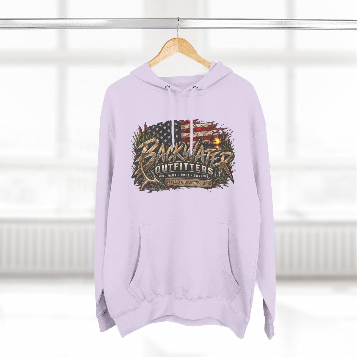 Backwater Outfitters Off-Road Hoodie – American Flag & UTV Graphic Fleece Printify