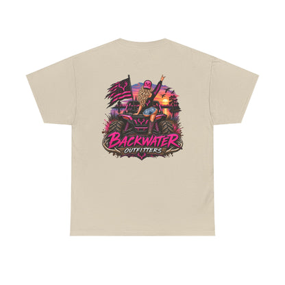 Backwater Outfitters Graphic Tee — Retro Sunset Fishing ATV Shirt