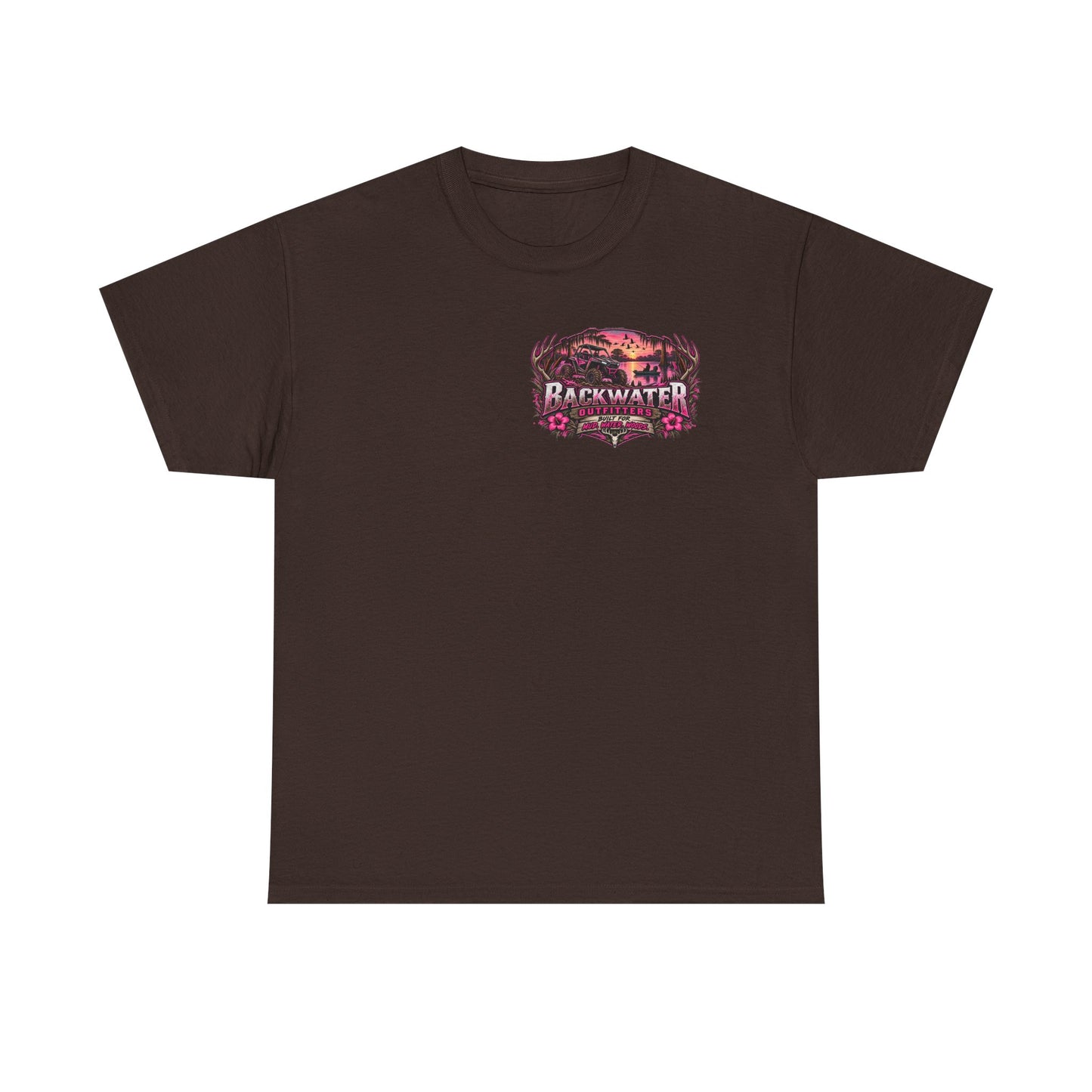 Backwater Outfitters Graphic Tee — Retro Sunset Fishing ATV Shirt