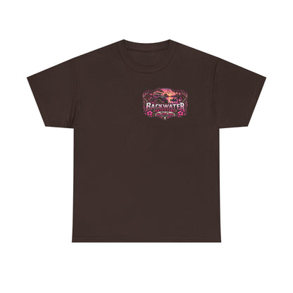 Backwater Outfitters Graphic Tee — Retro Sunset Fishing ATV Shirt
