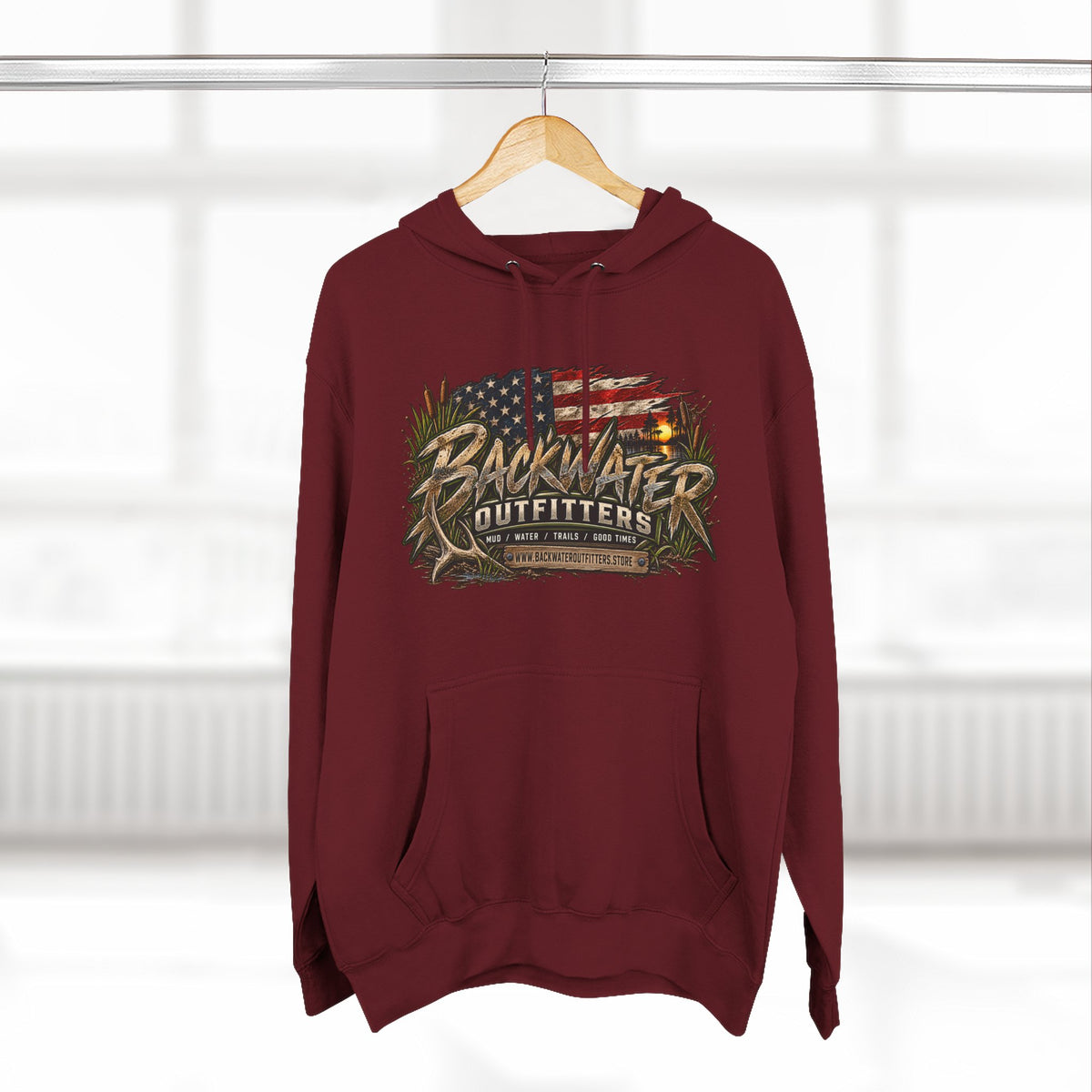 Backwater Outfitters Off-Road Hoodie – American Flag & UTV Graphic Fleece Printify