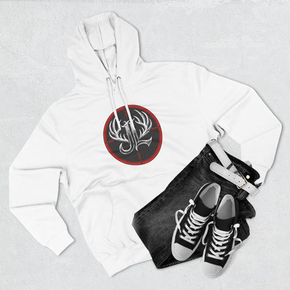 James Luker Hunting Logo Hoodie — Backwater Outfitters Antler Crest Fleece Hoodie Printify